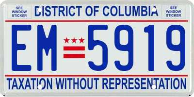 DC license plate EM5919