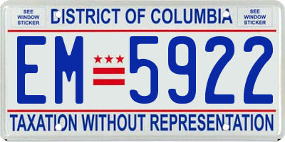 DC license plate EM5922