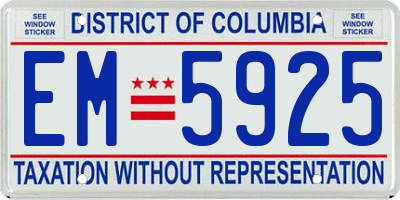 DC license plate EM5925