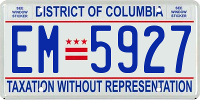 DC license plate EM5927