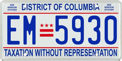 DC license plate EM5930