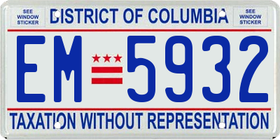 DC license plate EM5932