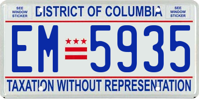 DC license plate EM5935