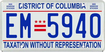 DC license plate EM5940