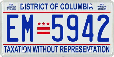 DC license plate EM5942