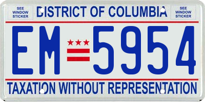 DC license plate EM5954