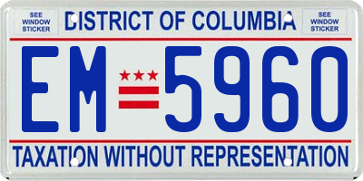 DC license plate EM5960