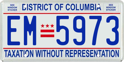 DC license plate EM5973