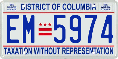 DC license plate EM5974