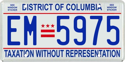 DC license plate EM5975