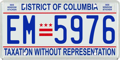 DC license plate EM5976