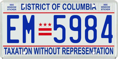 DC license plate EM5984