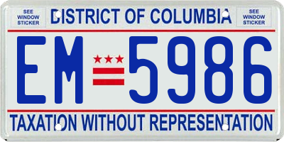 DC license plate EM5986