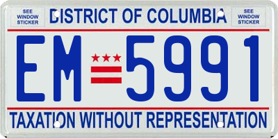 DC license plate EM5991