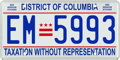 DC license plate EM5993