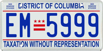 DC license plate EM5999