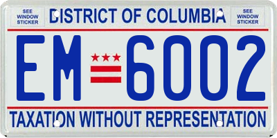 DC license plate EM6002
