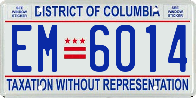 DC license plate EM6014