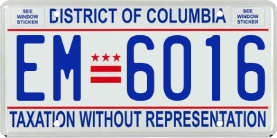DC license plate EM6016
