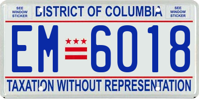 DC license plate EM6018