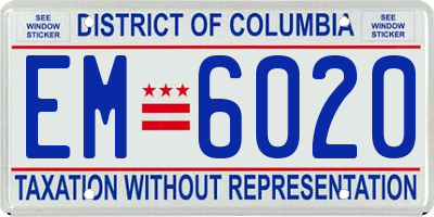 DC license plate EM6020