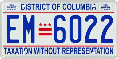 DC license plate EM6022