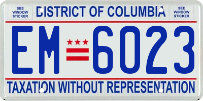 DC license plate EM6023