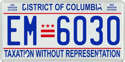 DC license plate EM6030
