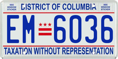 DC license plate EM6036