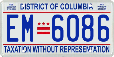 DC license plate EM6086