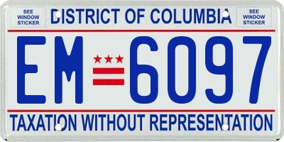 DC license plate EM6097