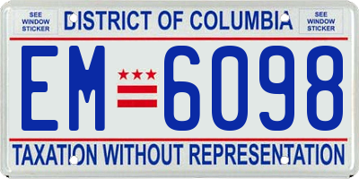 DC license plate EM6098