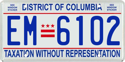 DC license plate EM6102