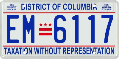 DC license plate EM6117