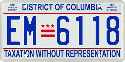 DC license plate EM6118