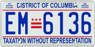 DC license plate EM6136