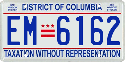 DC license plate EM6162