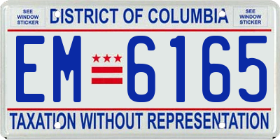 DC license plate EM6165