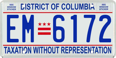 DC license plate EM6172