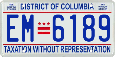 DC license plate EM6189