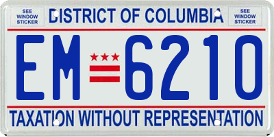 DC license plate EM6210