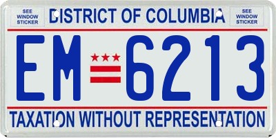 DC license plate EM6213