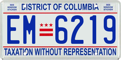 DC license plate EM6219