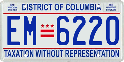 DC license plate EM6220