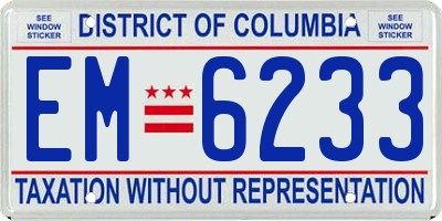 DC license plate EM6233