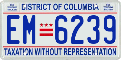 DC license plate EM6239