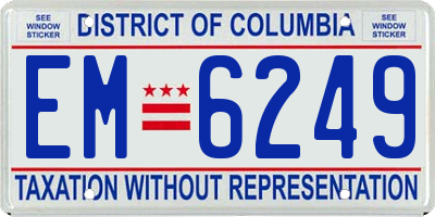 DC license plate EM6249