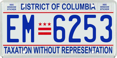DC license plate EM6253
