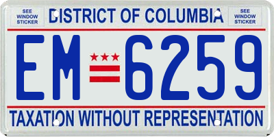 DC license plate EM6259