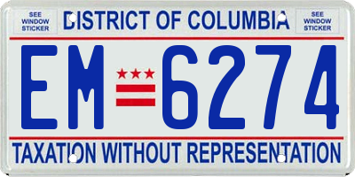 DC license plate EM6274